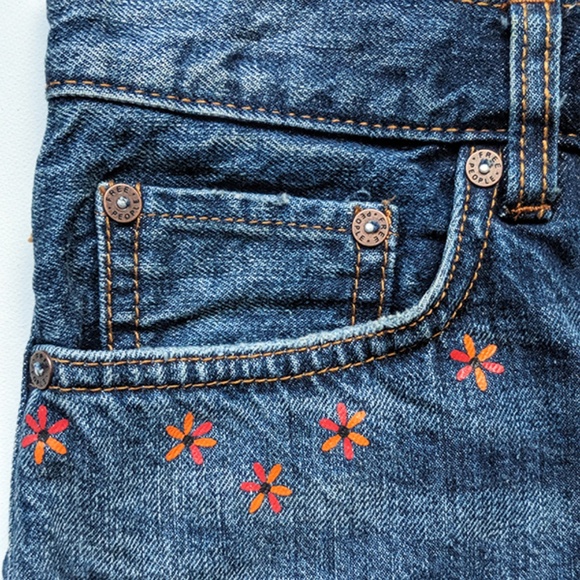 Free People Fields Sun Painted Denim Jean Shorts - Picture 4 of 9